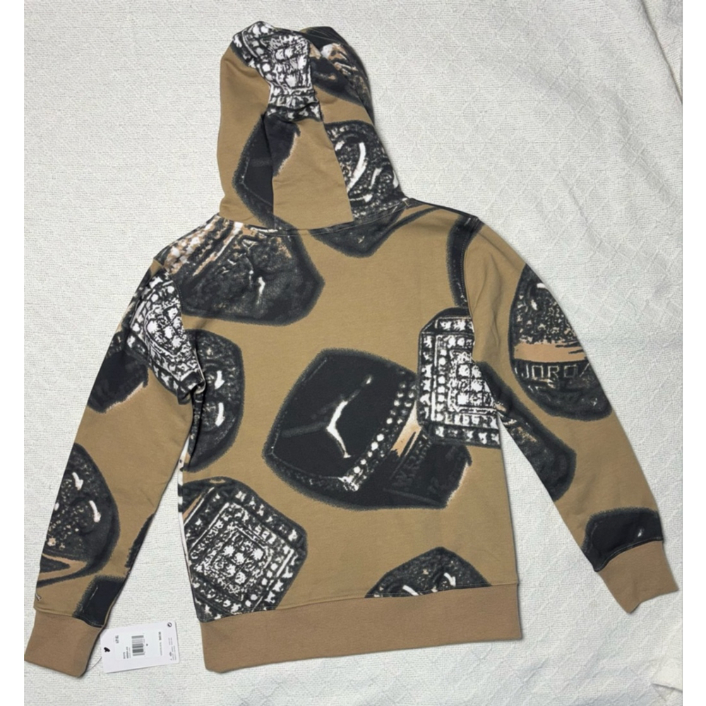 NWT Nike Jumpman Michael Jordan All-Over MVP Hoodie Tan & Black Big Boys Sz Med - Picture 4 of 4